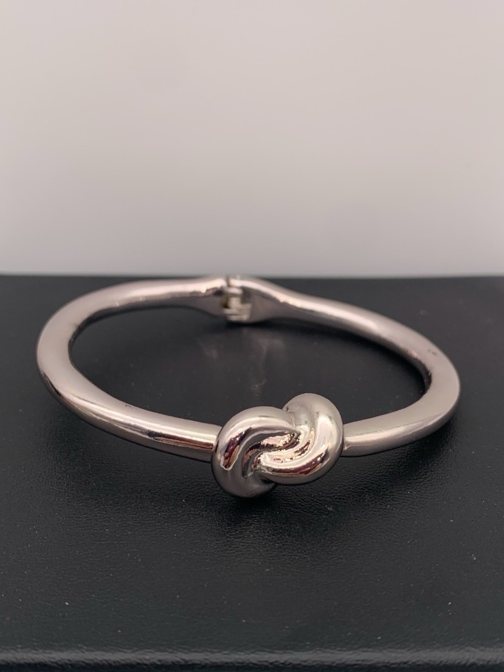 Silver tone Knot Hinged Bangle Bracelet - Women's Jewelry